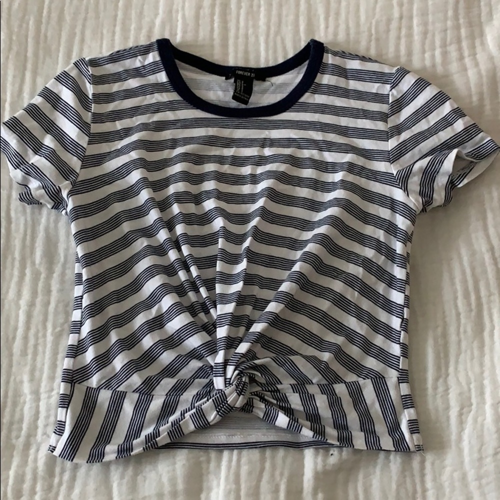 Forever 21 striped tee with knot detailing
